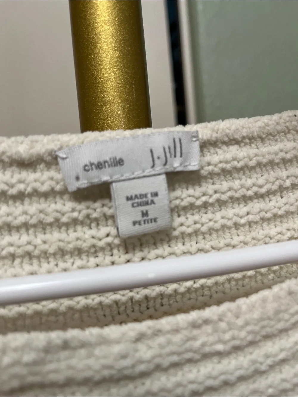 J. Jill Cream Chenile Textured Boatneck Sweater Sz Med Womens
